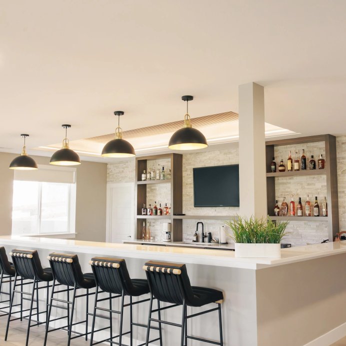 Elevated Entertaining basement home bar in Castle Rock by Reither Construction, view 1