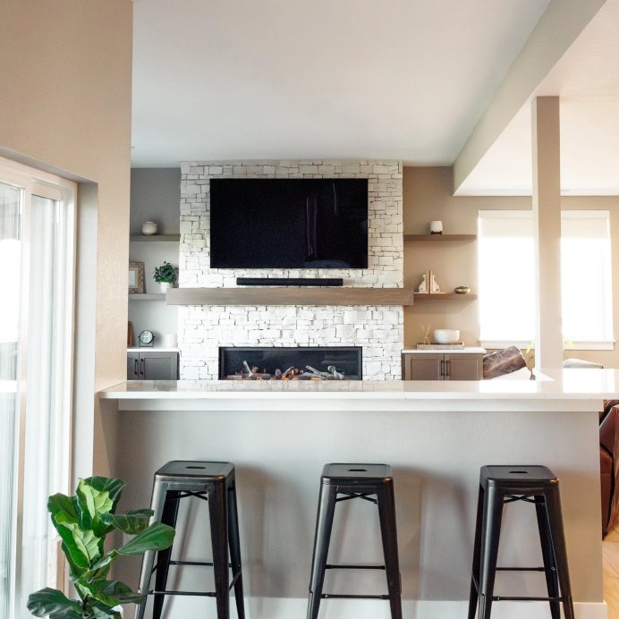 Elevated Entertaining basement home bar in Castle Rock by Reither Construction, view 6