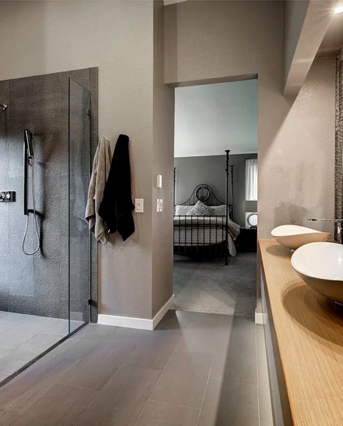 Custom bathroom tile and walk-in shower craftsmanship by Reither Construction Douglas County Colorado