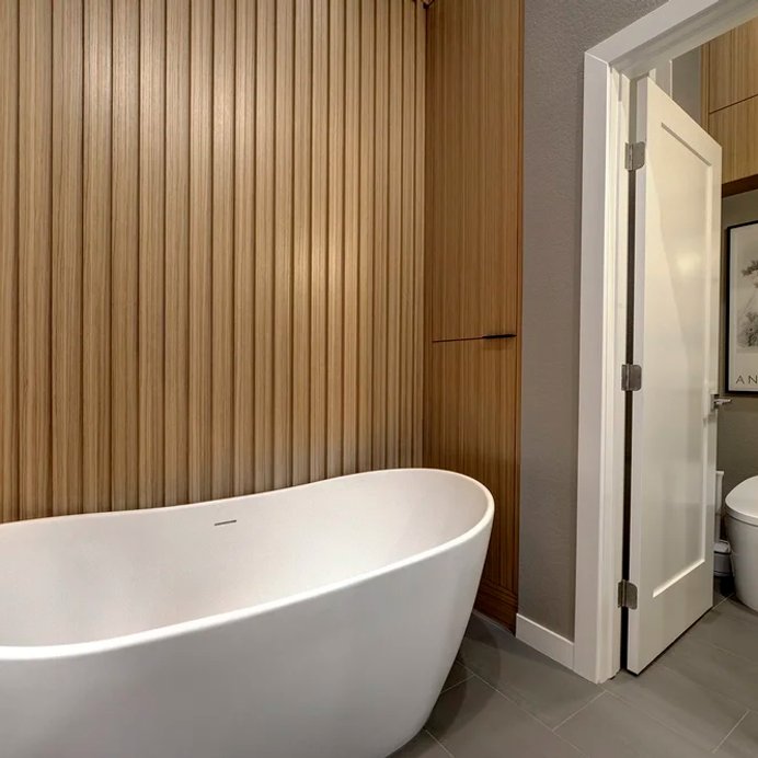European Sleek bathroom remodel in Parker by Reither Construction, view 4